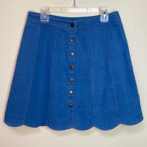 Button front denim skirt